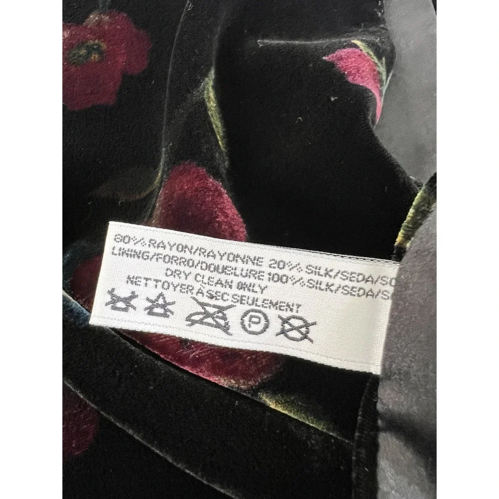 VTG Liz Claiborne Red Black Winter Velvet Silk Floral Scarf Women 58